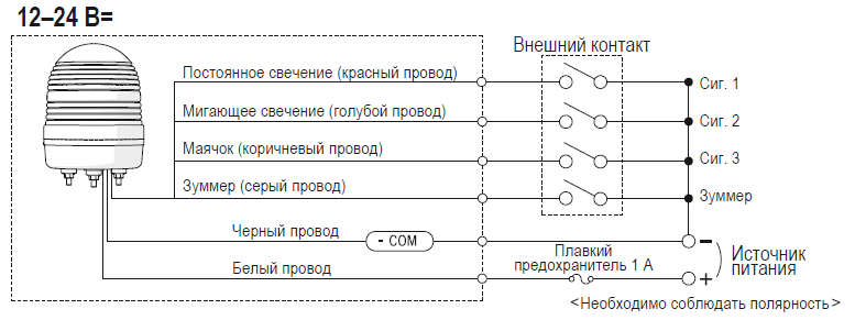 Схема подключения сигнальных ламп MS86T